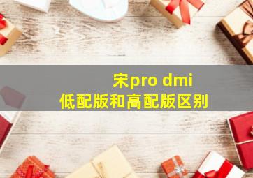 宋pro dmi低配版和高配版区别